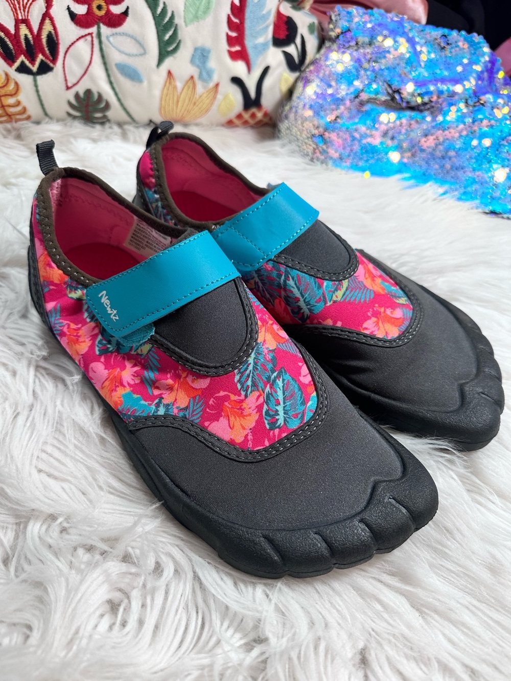 Newtz • Tropical Floral Toe Shoes for Water